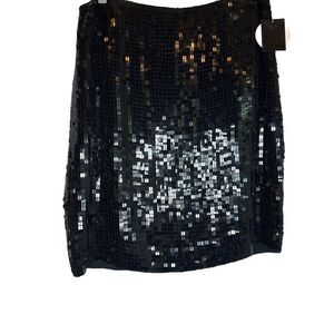 Valerie Stevens Black Sequin Silk Skirt size 14P NWT